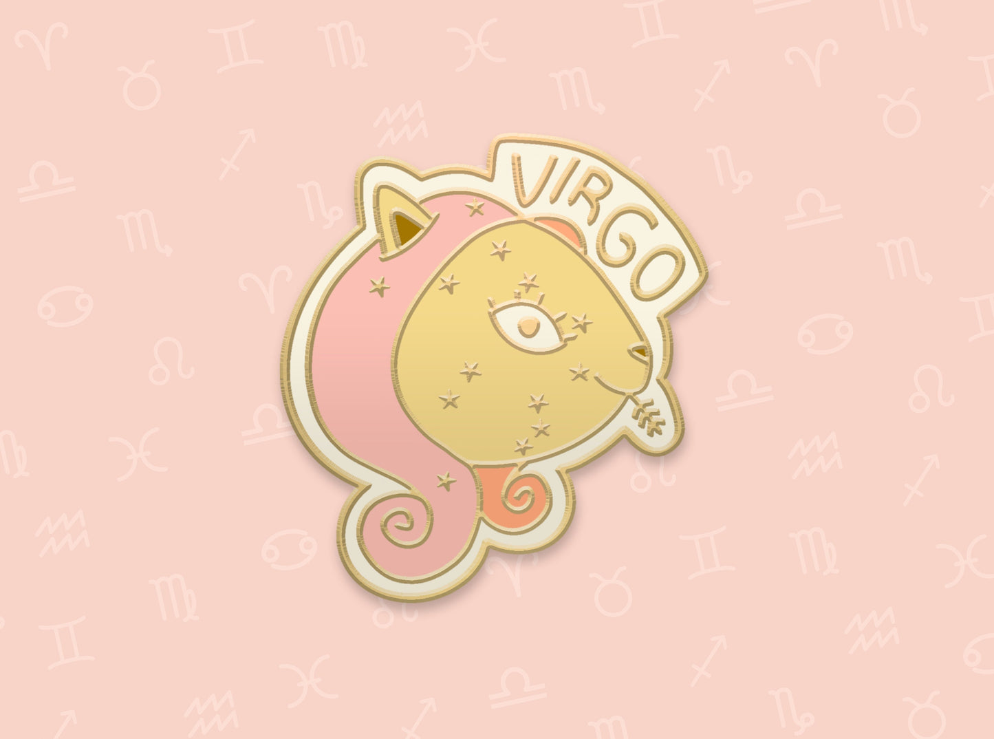 Virgo Zodiac Cat Enamel Pin | Celestial Cat Lover's Gift