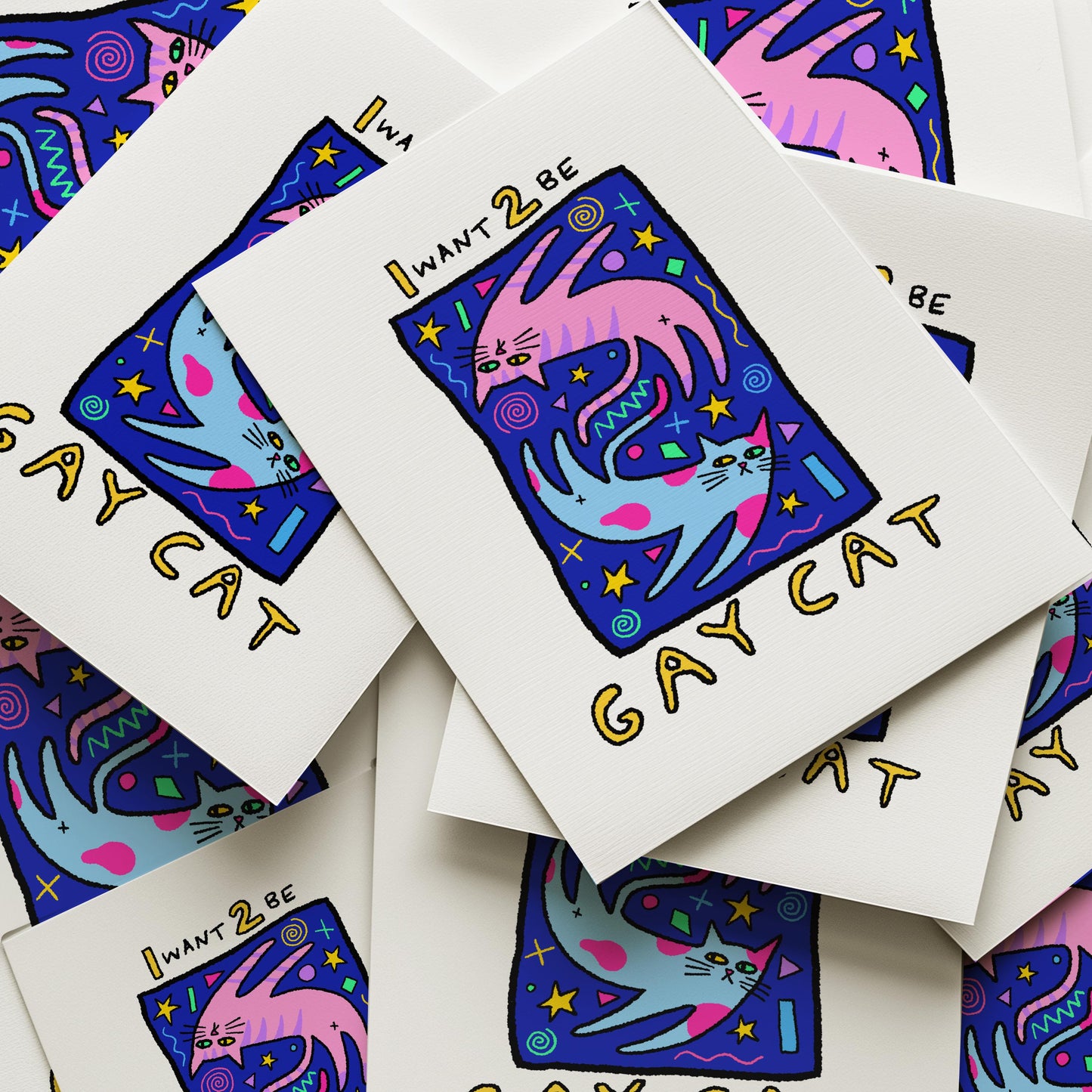 I Want 2 Be Gay Cat A6 Print