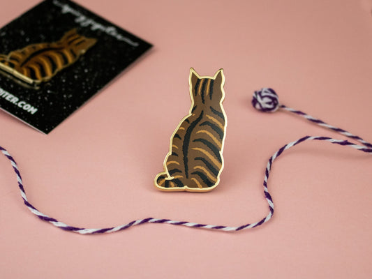 Adorable Brown Tabby Cat Enamel Pin | Ideal Cat Lover's Gift