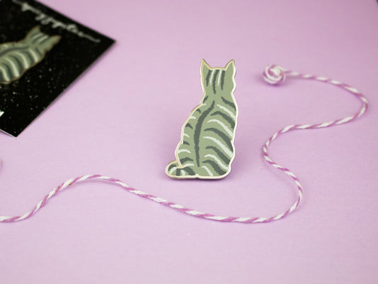 Light Grey Tabby Cat Enamel Pin | Cute Kitty Pin for Cat Lovers