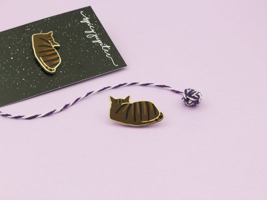 Adorable Brown Tabby Cat Enamel Pin | Perfect Cat Lover's Gift