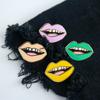 Yellow Lips Enamel Pin | Unique Aesthetic Denim Jacket Accessory