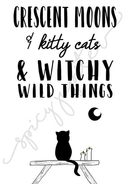 Cat and Moon Printable Wall Art / Witchy Decor / Pagan Decor / Black Cat SVG