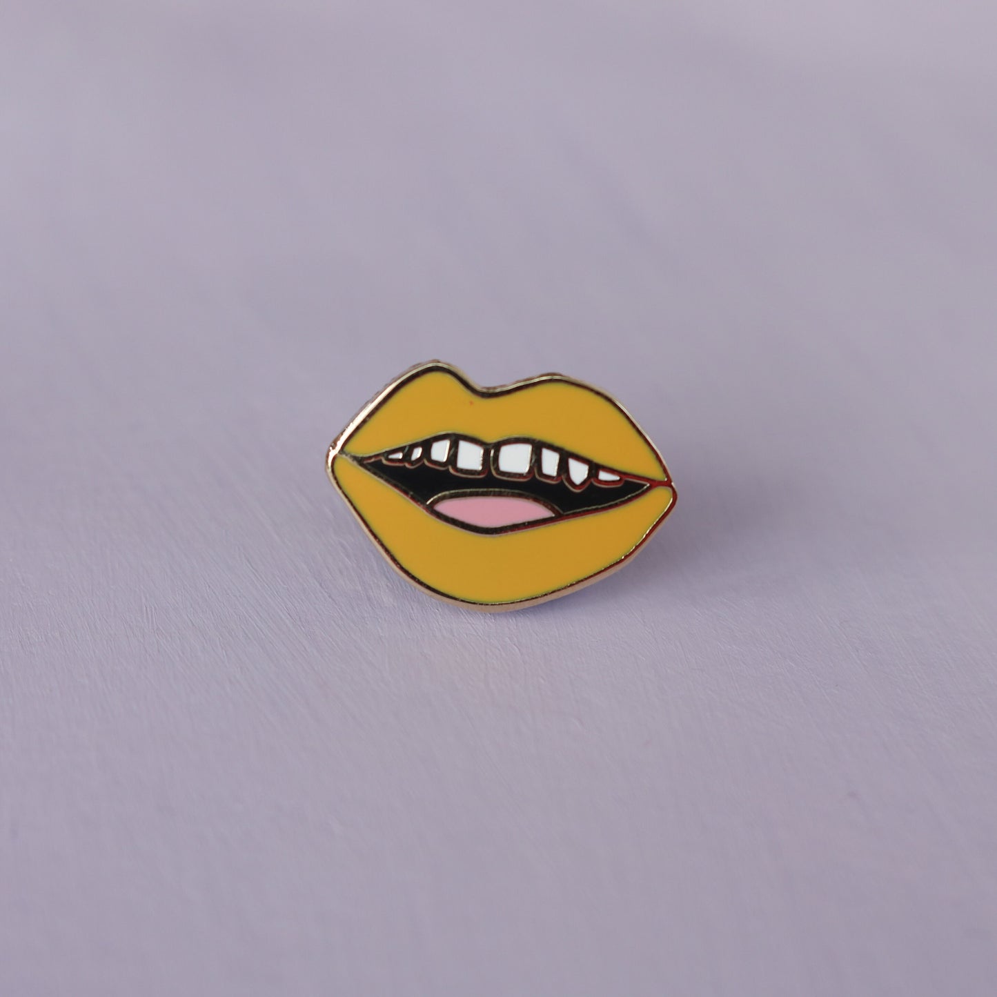 Yellow Lips Enamel Pin | Unique Aesthetic Denim Jacket Accessory