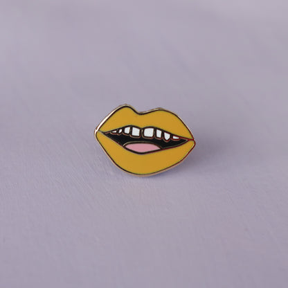 Yellow Lips Enamel Pin | Unique Aesthetic Denim Jacket Accessory