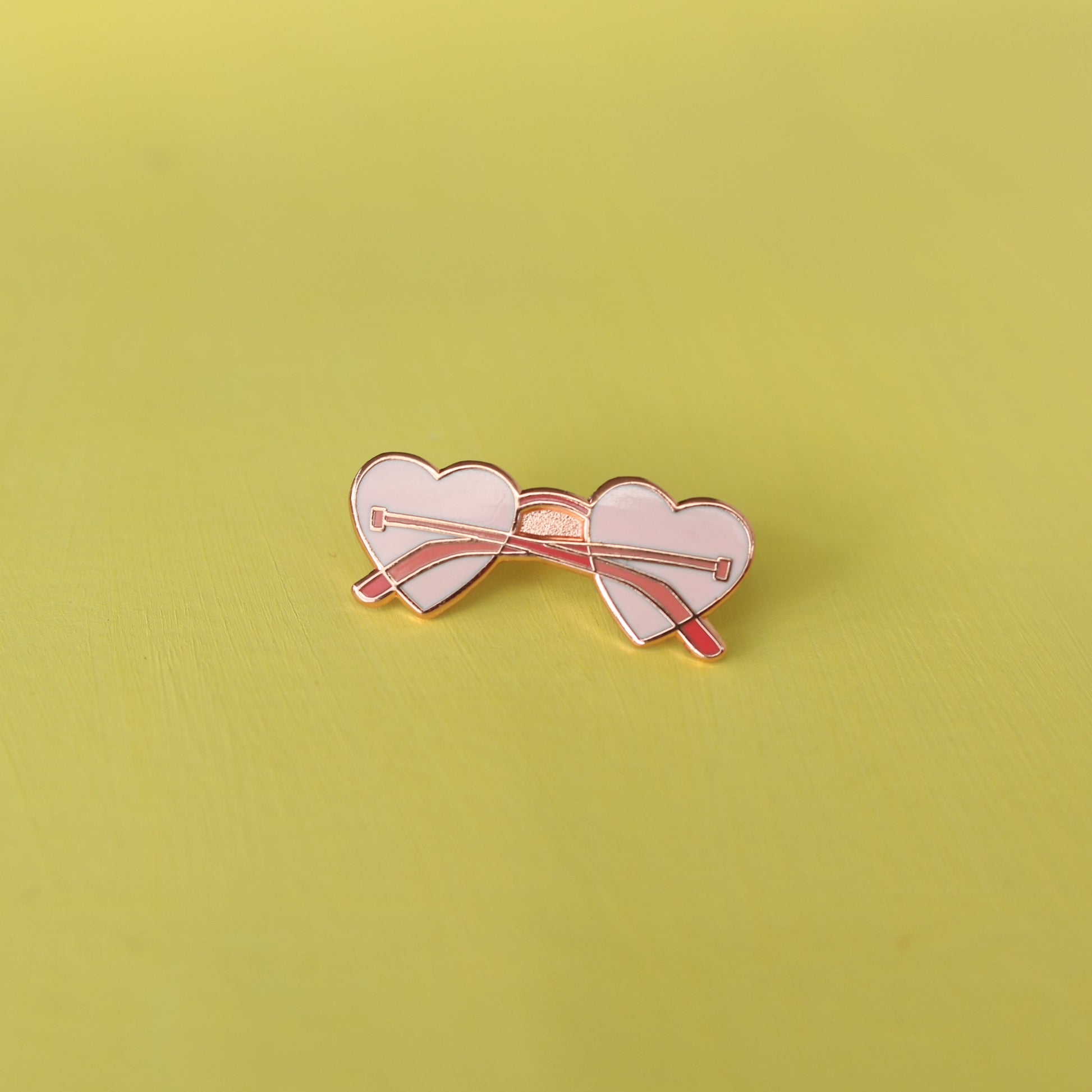 Rose Colored Glasses Enamel Pin | Heart Shaped Sunglasses Aesthetic