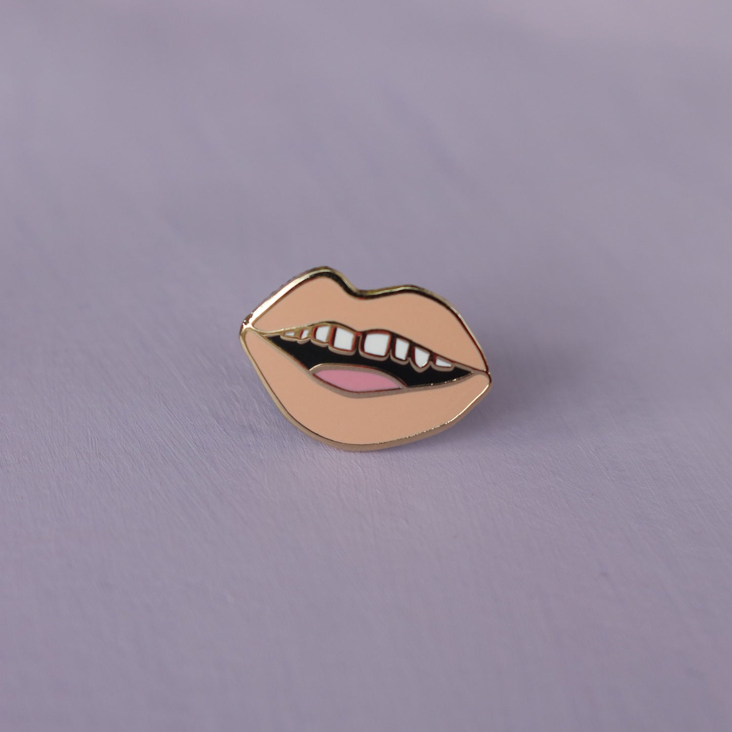 Nude Gap Toothed Lips Enamel Pin | Unique Hard Enamel Accessory