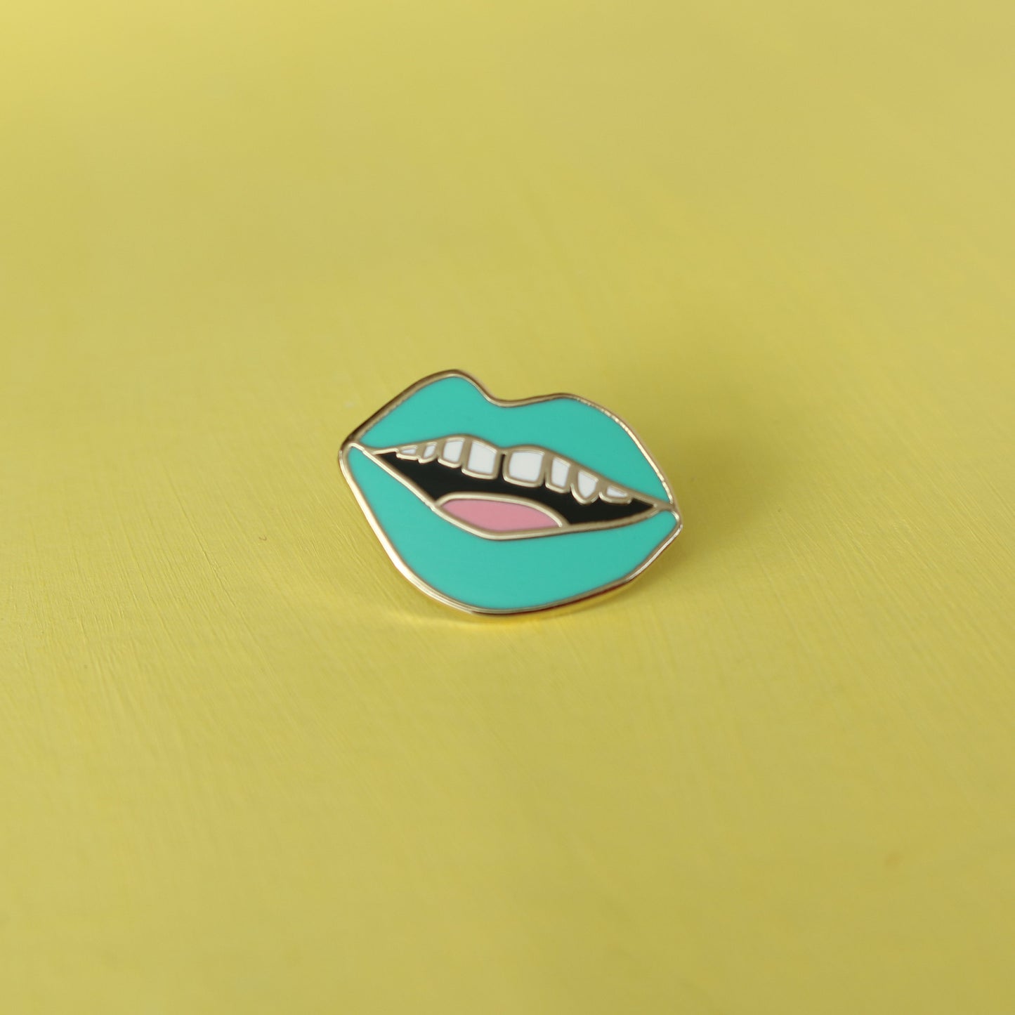 Teal Gap Toothed Lips Enamel Pin | Unique Hard Enamel Accessory