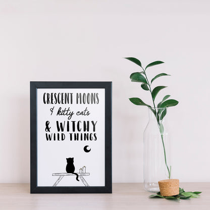 Cat and Moon Printable Wall Art / Witchy Decor / Pagan Decor / Black Cat SVG