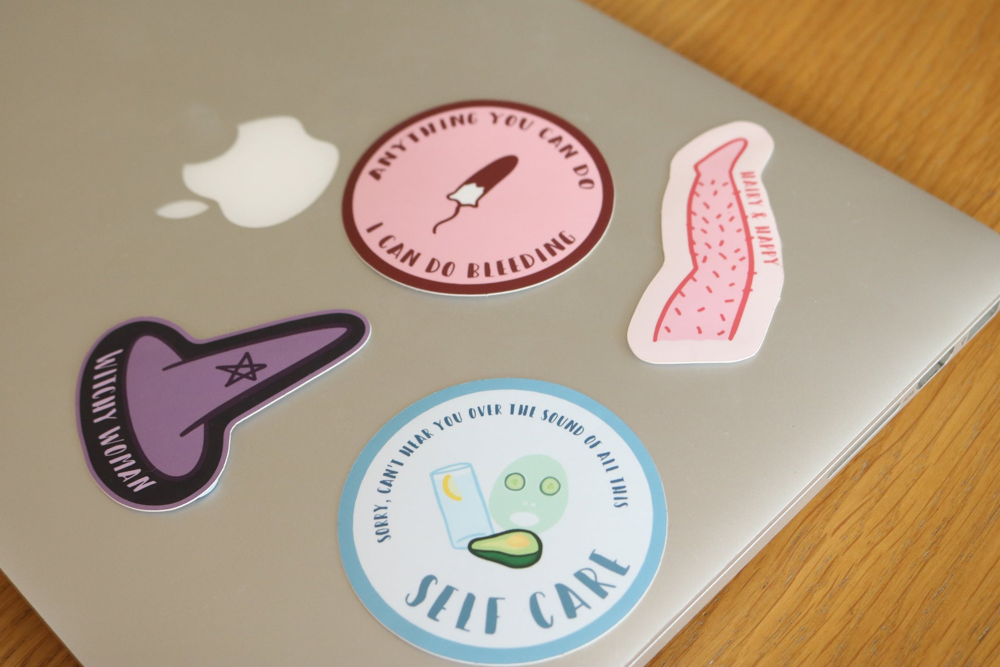 Empowering 'Happy & Hairy' Feminist Laptop and Phone Sticker | Body Positivity & Hairy Legs Design