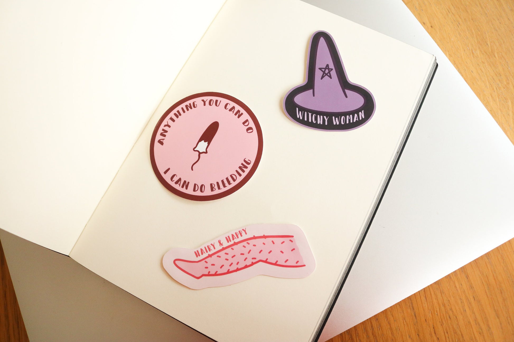 Empowering 'Happy & Hairy' Feminist Laptop and Phone Sticker | Body Positivity & Hairy Legs Design