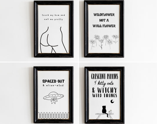 Black and White A6 Print | Artsy Postcard Prints | Quirky Home Decor