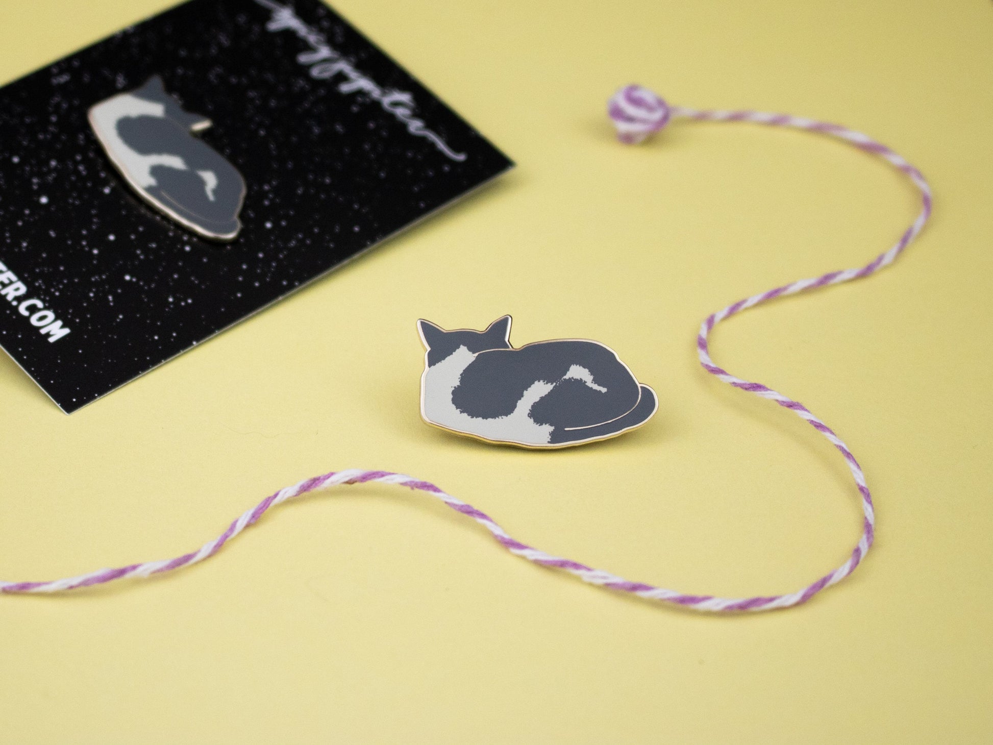 Charming Grey and White Cat Enamel Pin | Cute Cat Lover Gift