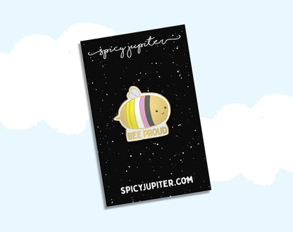 Nonbinary Pride Enamel Pin | Bee Proud Bumblebee LGBT Accessories