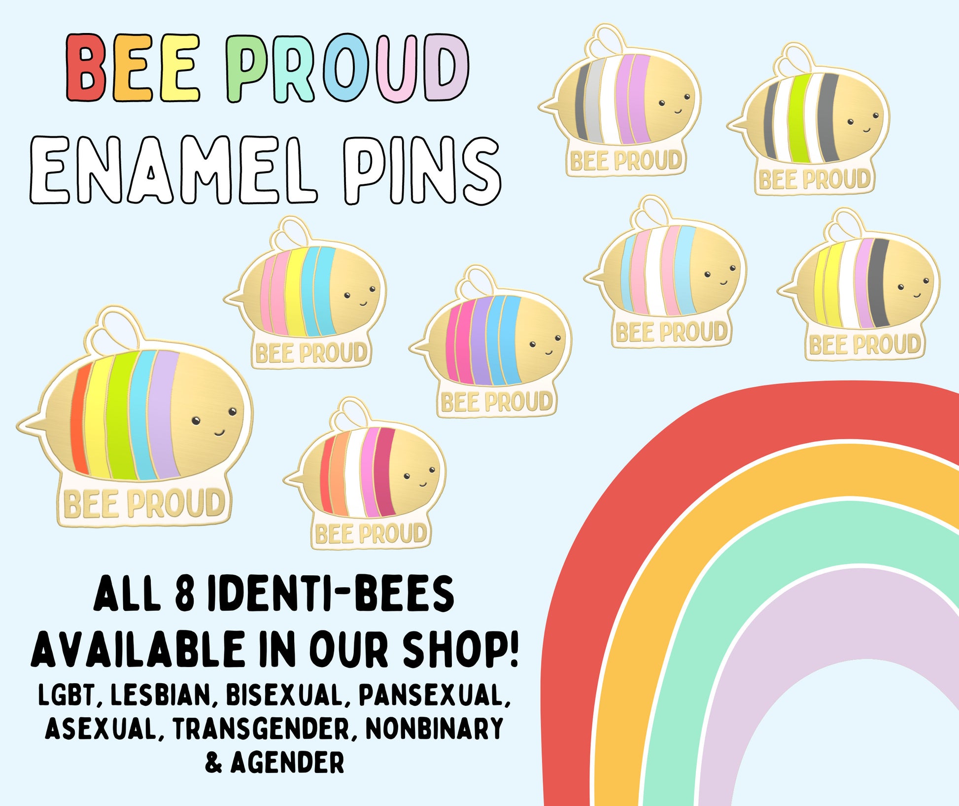 Adorable Gay Pride Bumblebee Enamel Pin | LGBTQ+ Pride Accessory