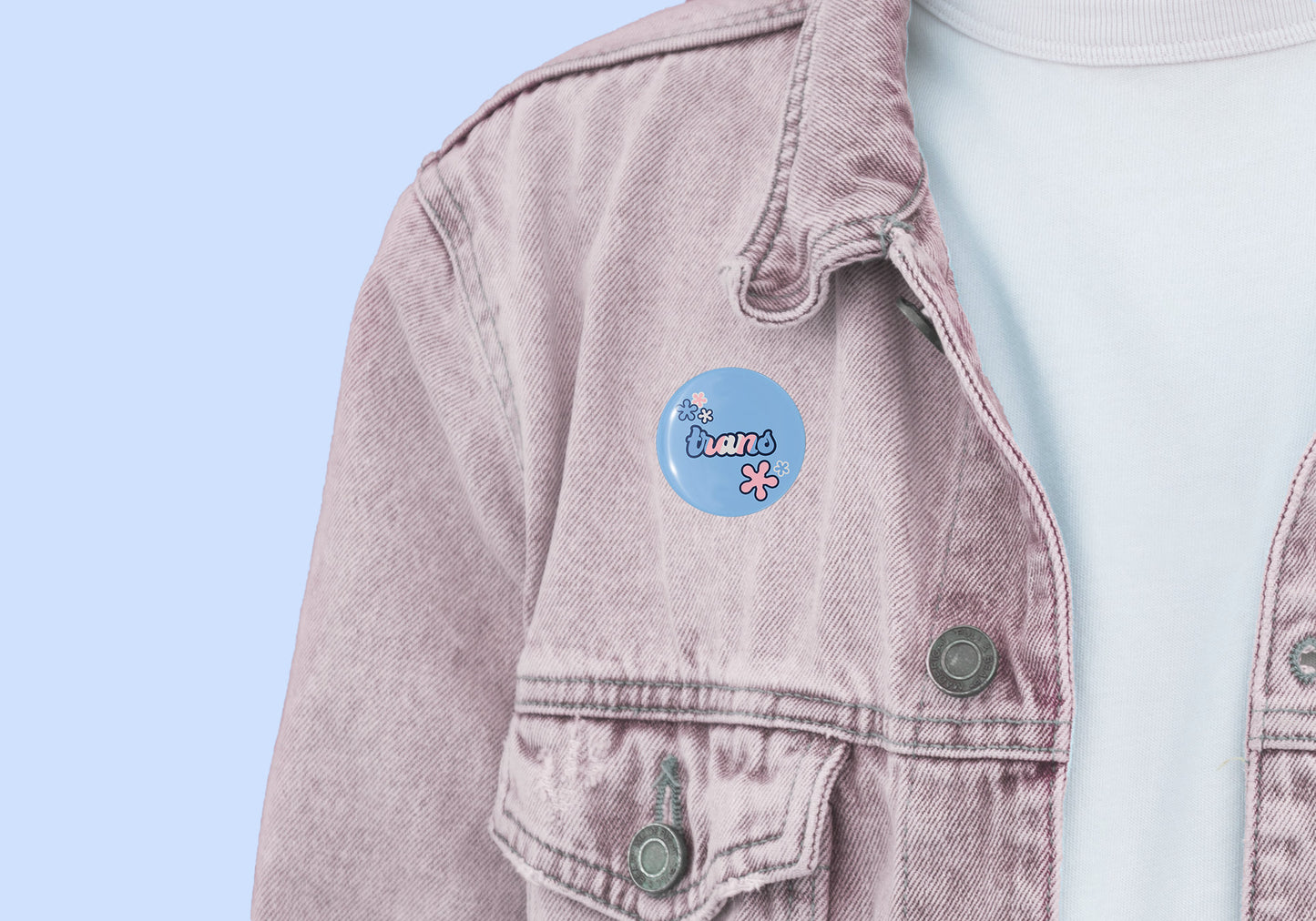 Transgender Pride Button Badge | Groovy Flower Trans Pride Accessory