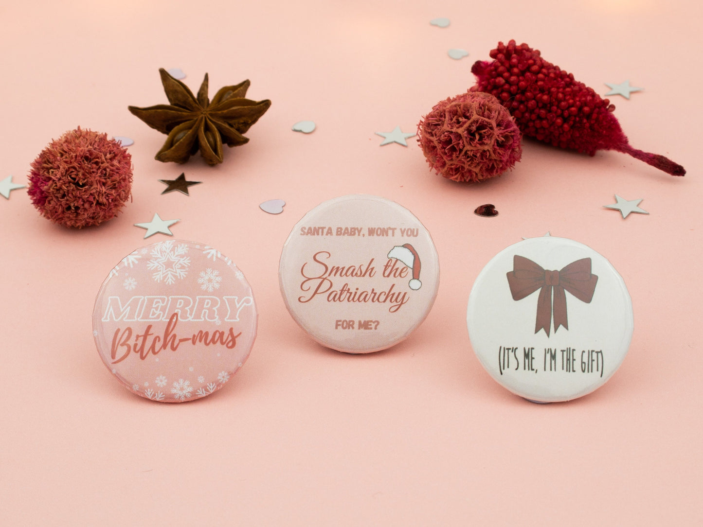 Funny Christmas Button Badges | Create Your Own Set | Fun Stocking Fillers