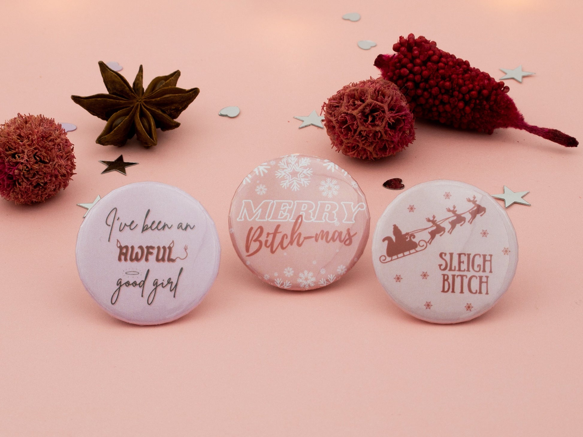 Funny Christmas Button Badges | Create Your Own Set | Fun Stocking Fillers