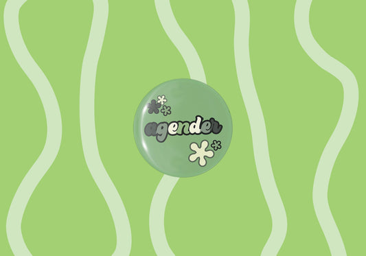 Agender Groovy Flower Button Badge | Expressive Genderqueer Pride