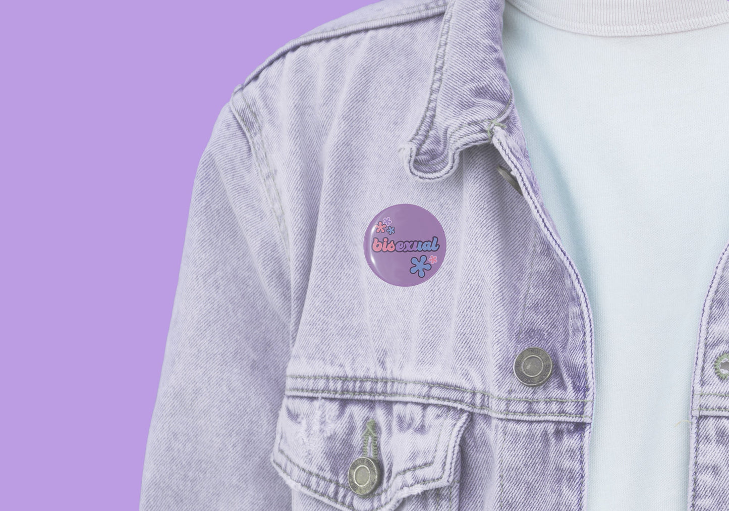 Bisexual Pride Button Badge | Flower Power Bi Pride Accessory