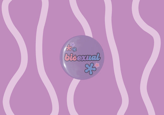 Bisexual Pride Button Badge | Flower Power Bi Pride Accessory