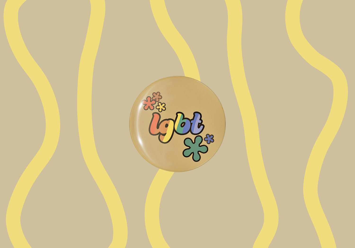 LGBT Flower Button Badge | Retro Pride Pinback Accessory