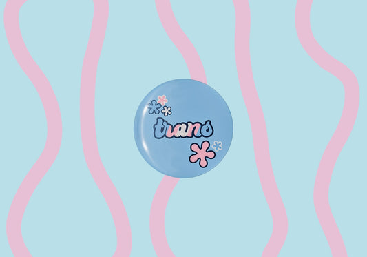 Transgender Pride Button Badge | Groovy Flower Trans Pride Accessory