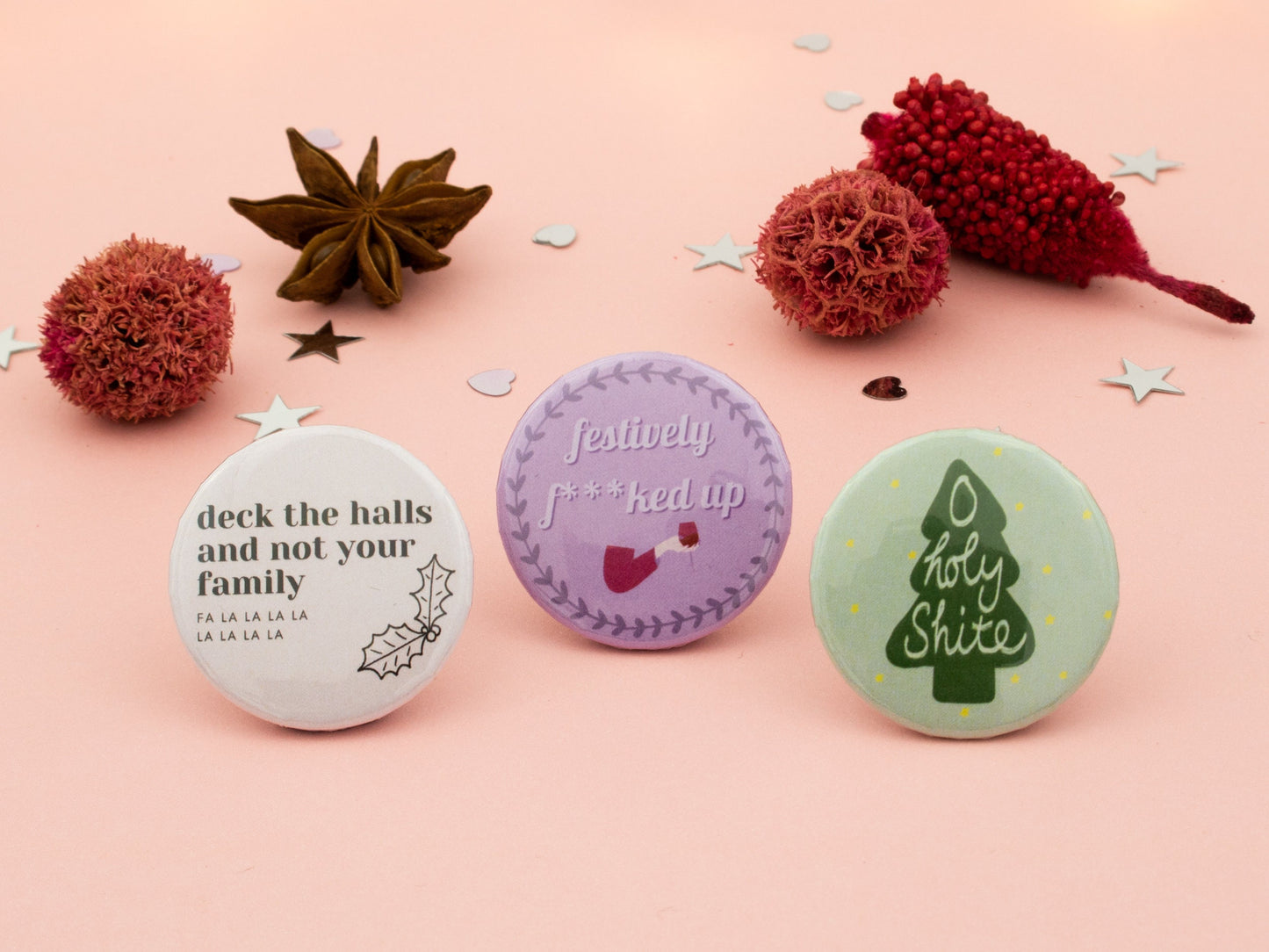 Funny Christmas Button Badges | Create Your Own Set | Fun Stocking Fillers