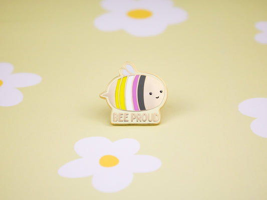 Nonbinary Pride Enamel Pin | Bee Proud Bumblebee LGBT Accessories