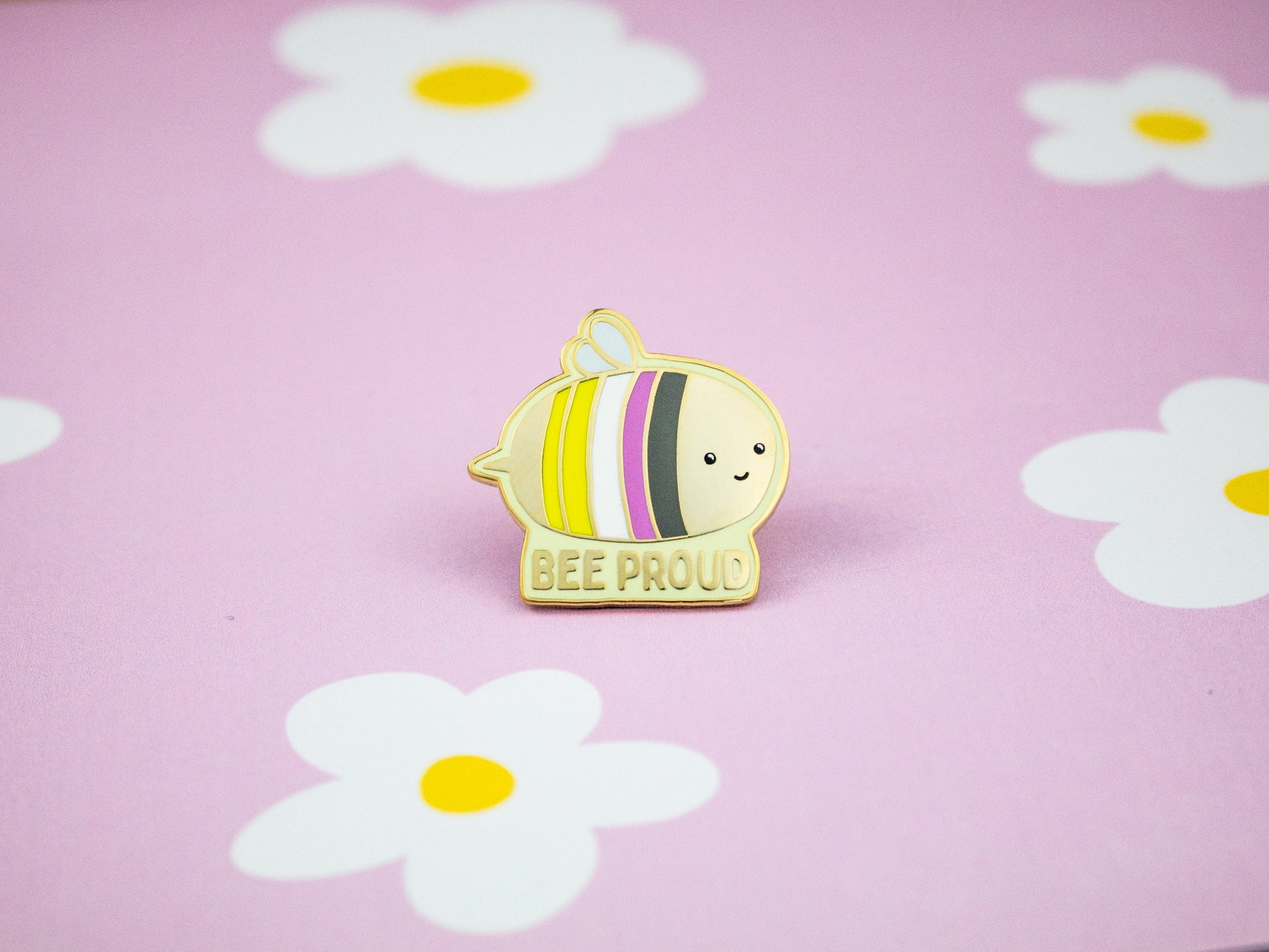 Nonbinary Pride Enamel Pin | Bee Proud Bumblebee LGBT Accessories