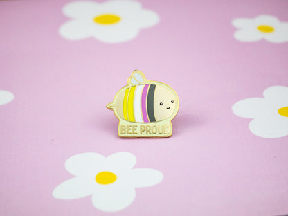 Nonbinary Pride Enamel Pin | Bee Proud Bumblebee LGBT Accessories