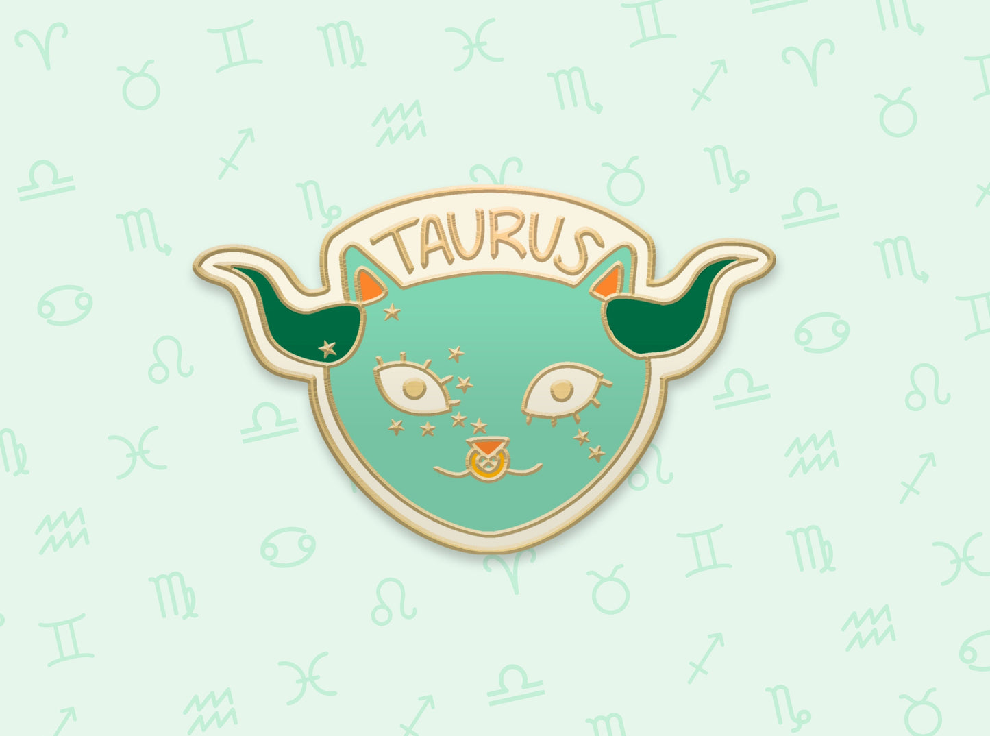 Taurus Zodiac Cat Enamel Pin | Star Sign Cat Lover's Gift