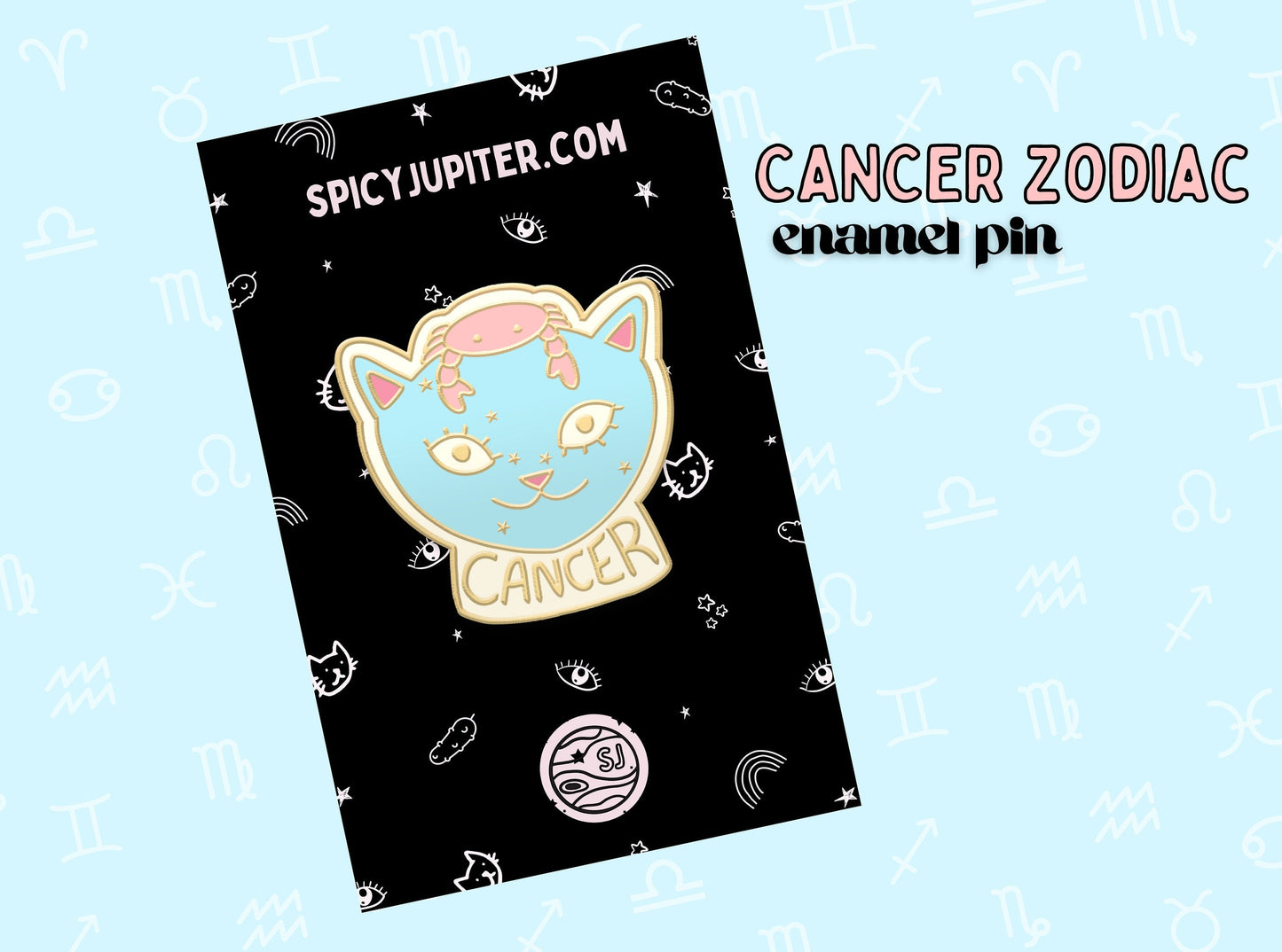 Cancer Zodiac Cat Enamel Pin | Perfect Gift for Star Sign Cancers