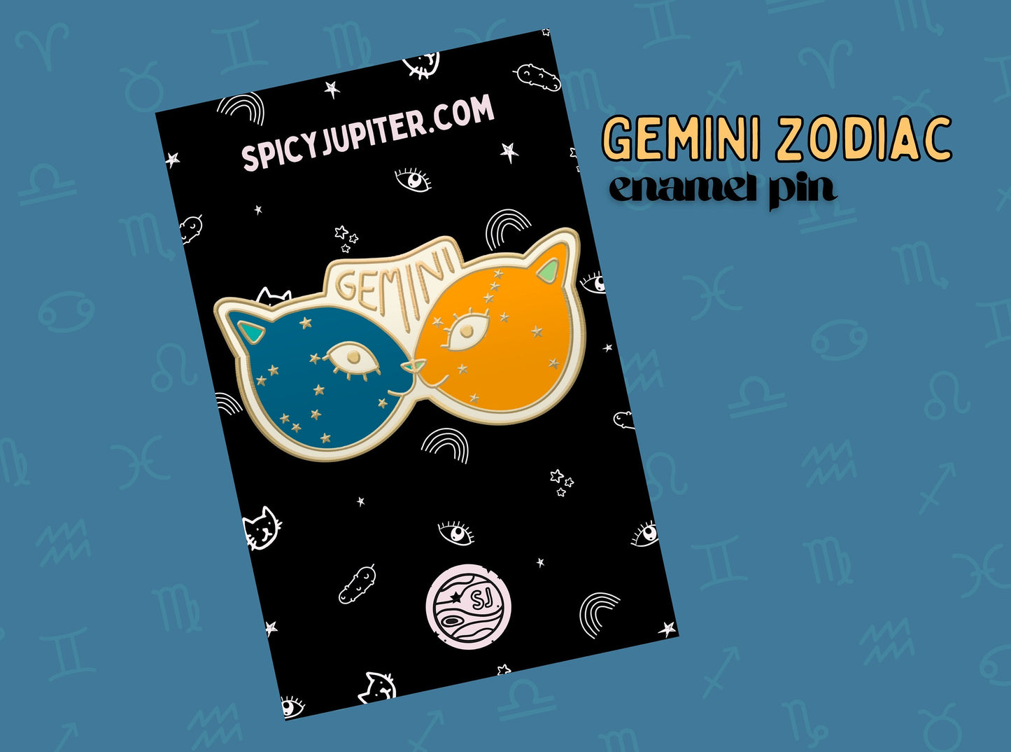 Gemini Zodiac Cat Enamel Pin | Star Sign Cat Lover's Gift