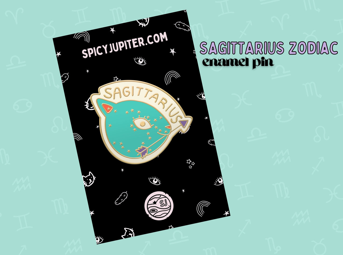 Sagittarius Cat Zodiac Enamel Pin | Adorable Star Sign Brooch for Sagittarians