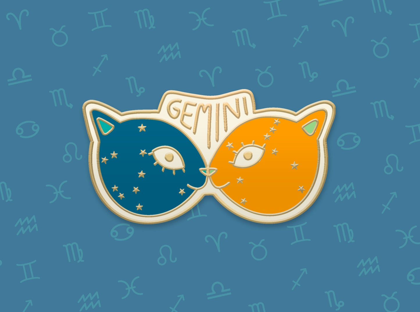 Gemini Zodiac Cat Enamel Pin | Star Sign Cat Lover's Gift