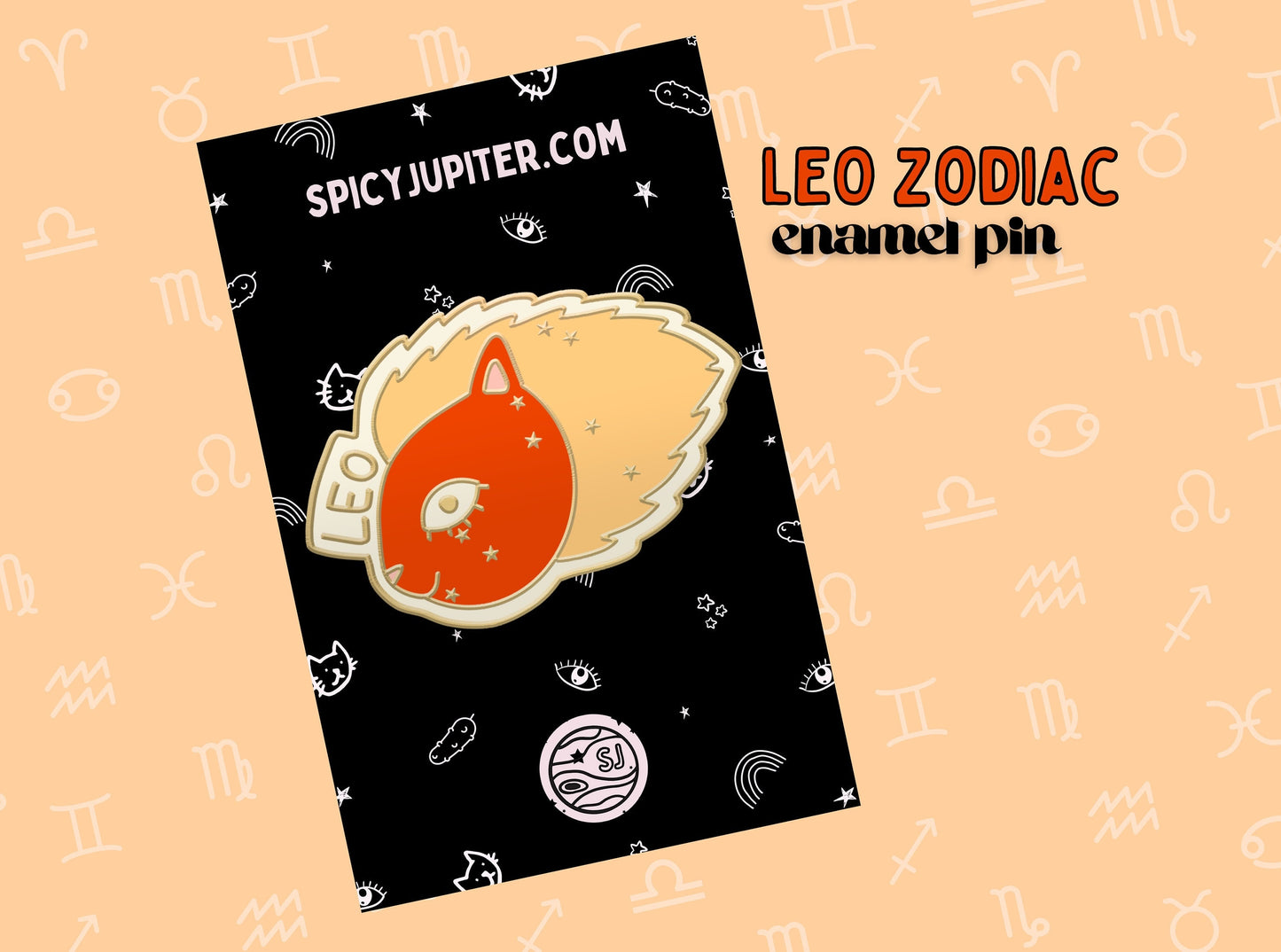 Leo Zodiac Cat Enamel Pin | Ideal Leo Star Sign Cat Lover's Gift