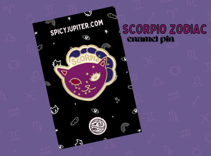 Scorpio Cat Zodiac Enamel Pin | Stylish Star Sign Brooch for Scorpio Fans