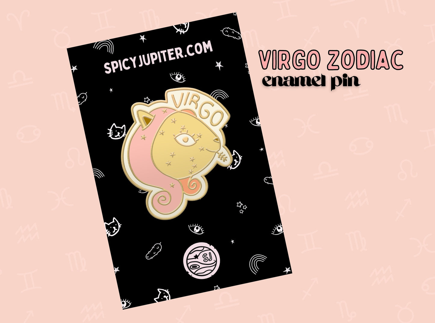 Virgo Zodiac Cat Enamel Pin | Celestial Cat Lover's Gift