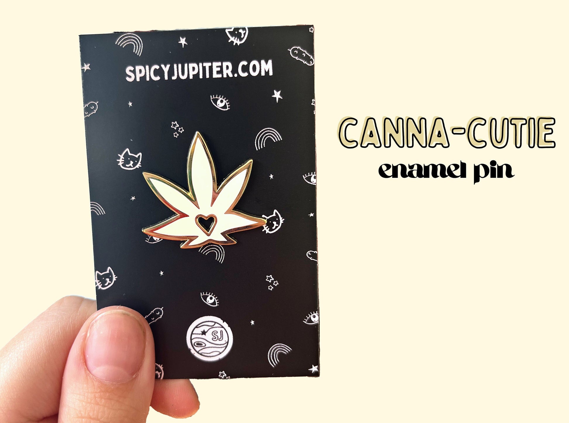 White Weed Heart Enamel Pin | Cute Stoner Accessory and 420 Gift