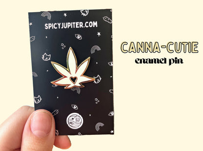 White Weed Heart Enamel Pin | Cute Stoner Accessory and 420 Gift