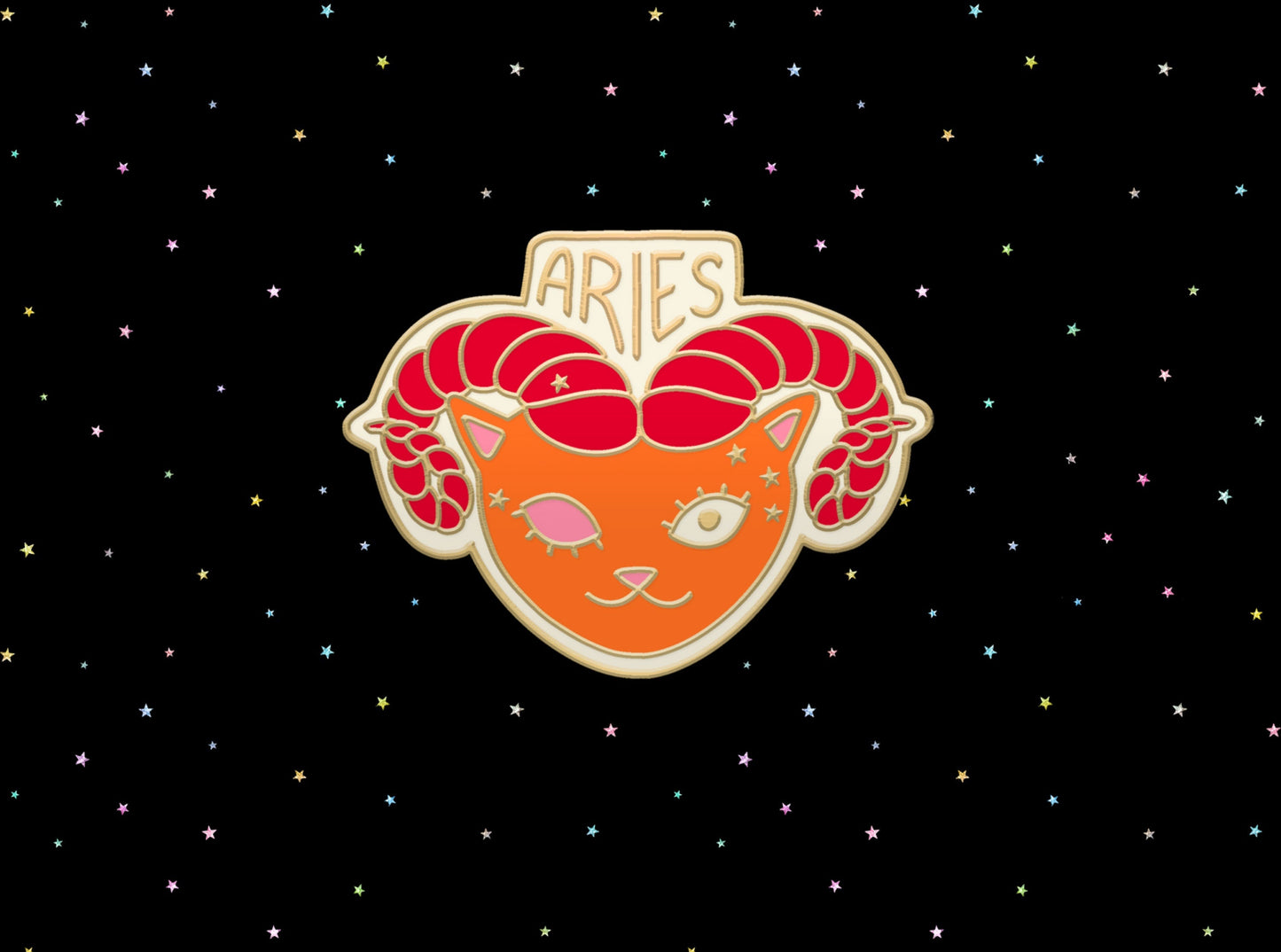 Aries Cat Zodiac Enamel Pin | Quirky Star Sign Pin | Gift for Aries and Cat Lovers