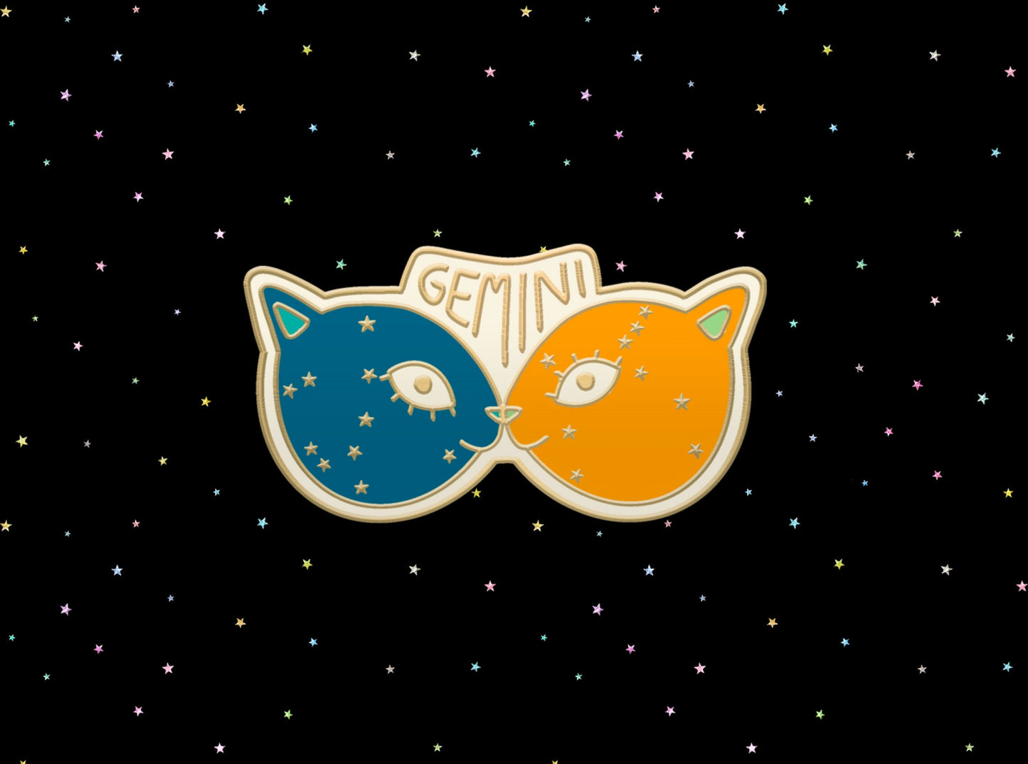 Gemini Zodiac Cat Enamel Pin | Star Sign Cat Lover's Gift