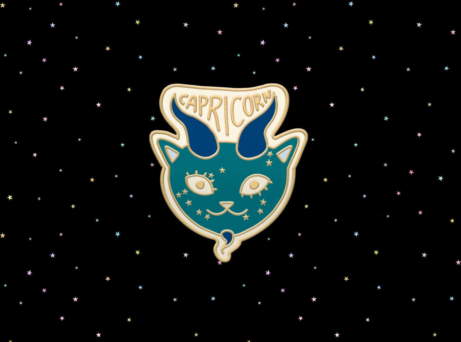 Capricorn Zodiac Cat Enamel Pin | Perfect for Capricorn Born Cat Lovers | Purrfect Star Sign Gift