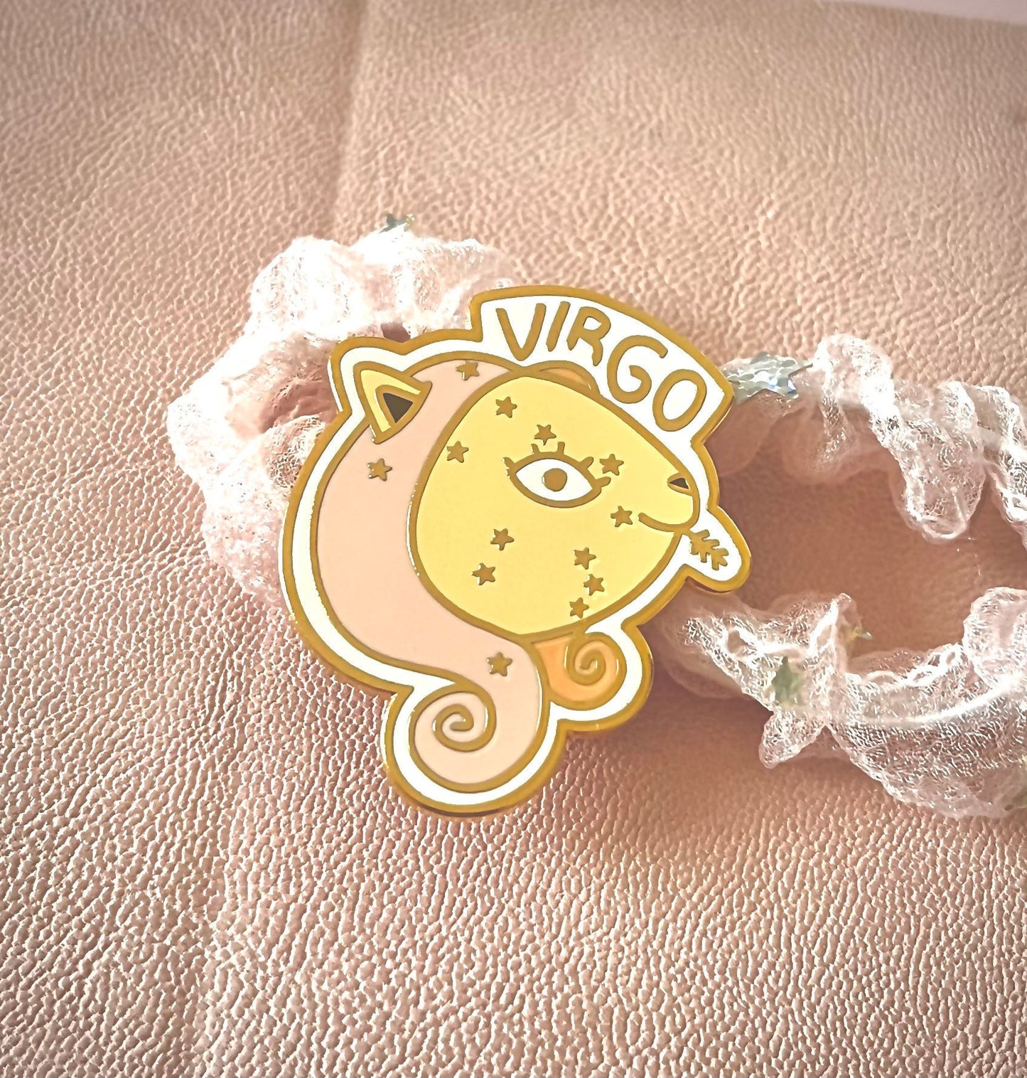 Virgo Zodiac Cat Enamel Pin | Celestial Cat Lover's Gift