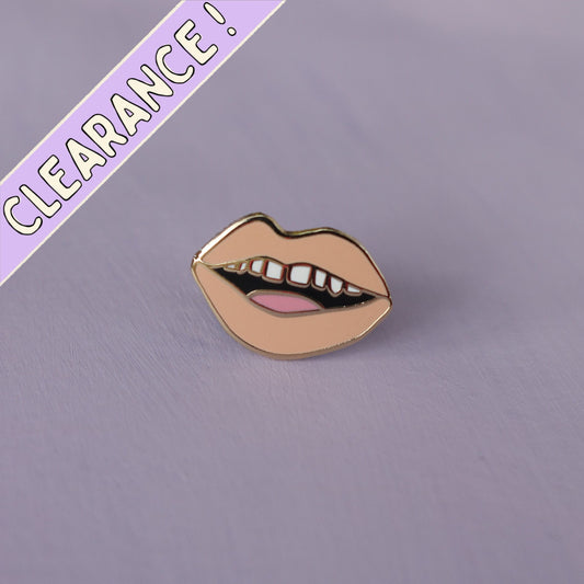 Nude Gap Toothed Lips Enamel Pin | Unique Hard Enamel Accessory