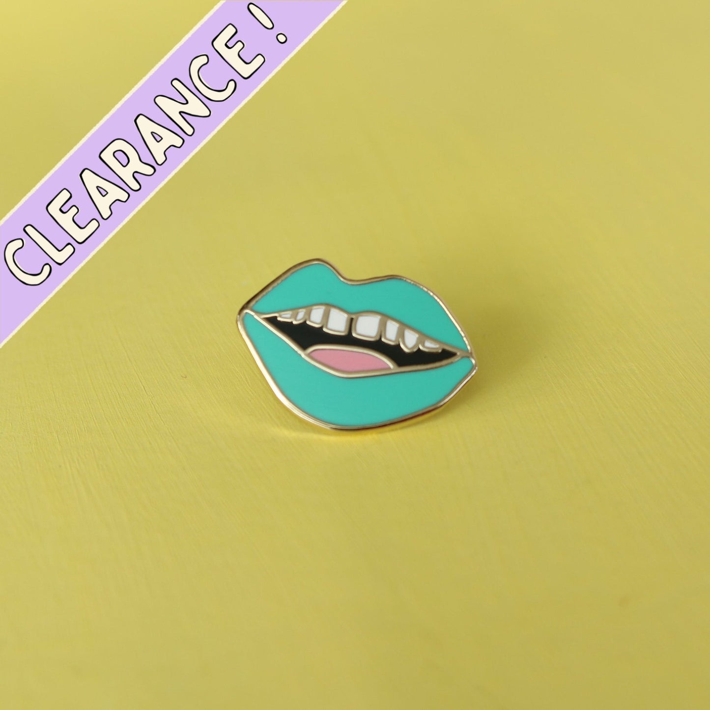 Teal Gap Toothed Lips Enamel Pin | Unique Hard Enamel Accessory