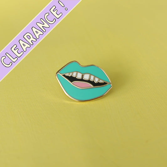 Teal Gap Toothed Lips Enamel Pin | Unique Hard Enamel Accessory