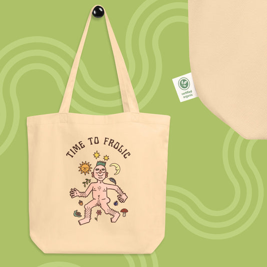 Trans Joy Tote Bag "Time To Frolic" Nature Themed Doodle LGBTQ Independent Artist