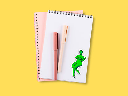 3 Boob Alien Girlie Vinyl Sticker | Cute Sexy Martian Pin-up Bumper Sticker, Curvy and Chubby Body Celebration Laptop Decal